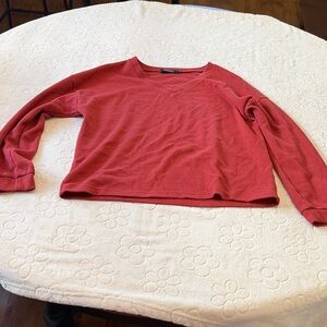 Red V-Neck Long Sleeve Top